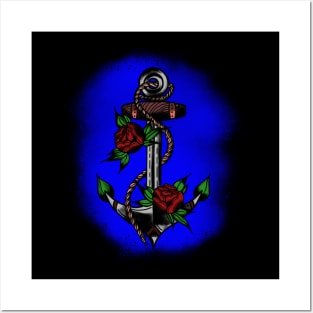 Anchor with Roses Posters and Art